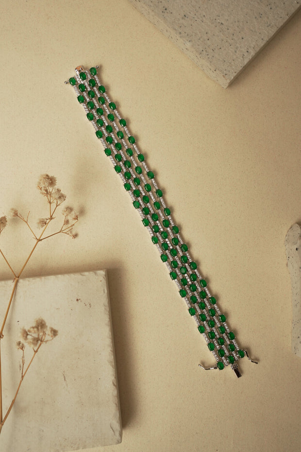 EMERALD 4 LINE TENNIS BRACELET
