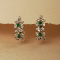 EMERALD WITH DIAMOND HOOPS