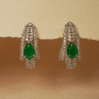 EMERALD 3 STRING DIAMOND HOOPS