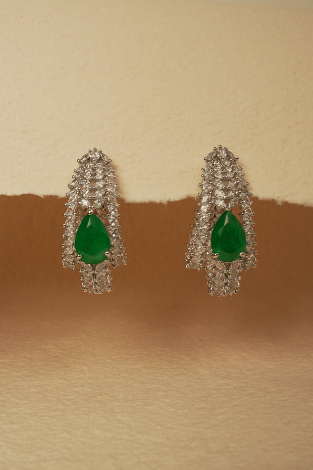 EMERALD 3 STRING DIAMOND HOOPS