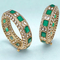 ADIRA EMERALD GREEN KUNDAN BANGLES