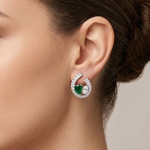 TWIN STONE ARC EARRINGS