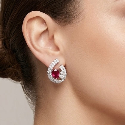 TWIN STONE ARC EARRINGS