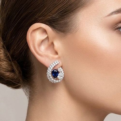 TWIN STONE ARC EARRINGS