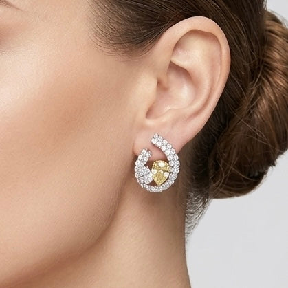 TWIN STONE ARC EARRINGS