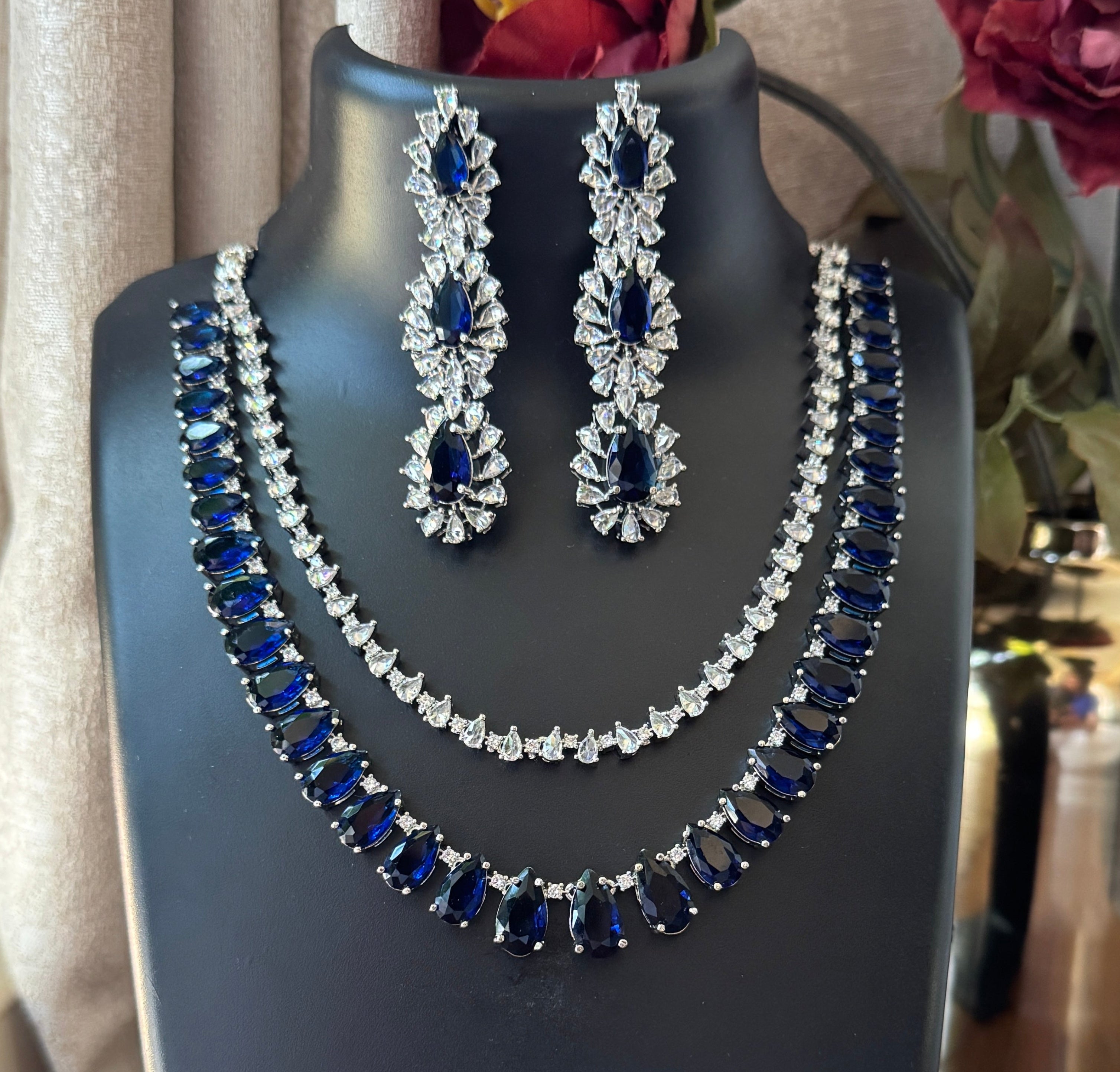 ANAISHA SAPPHIRE NECKLACE SET WITH EARRINGS
