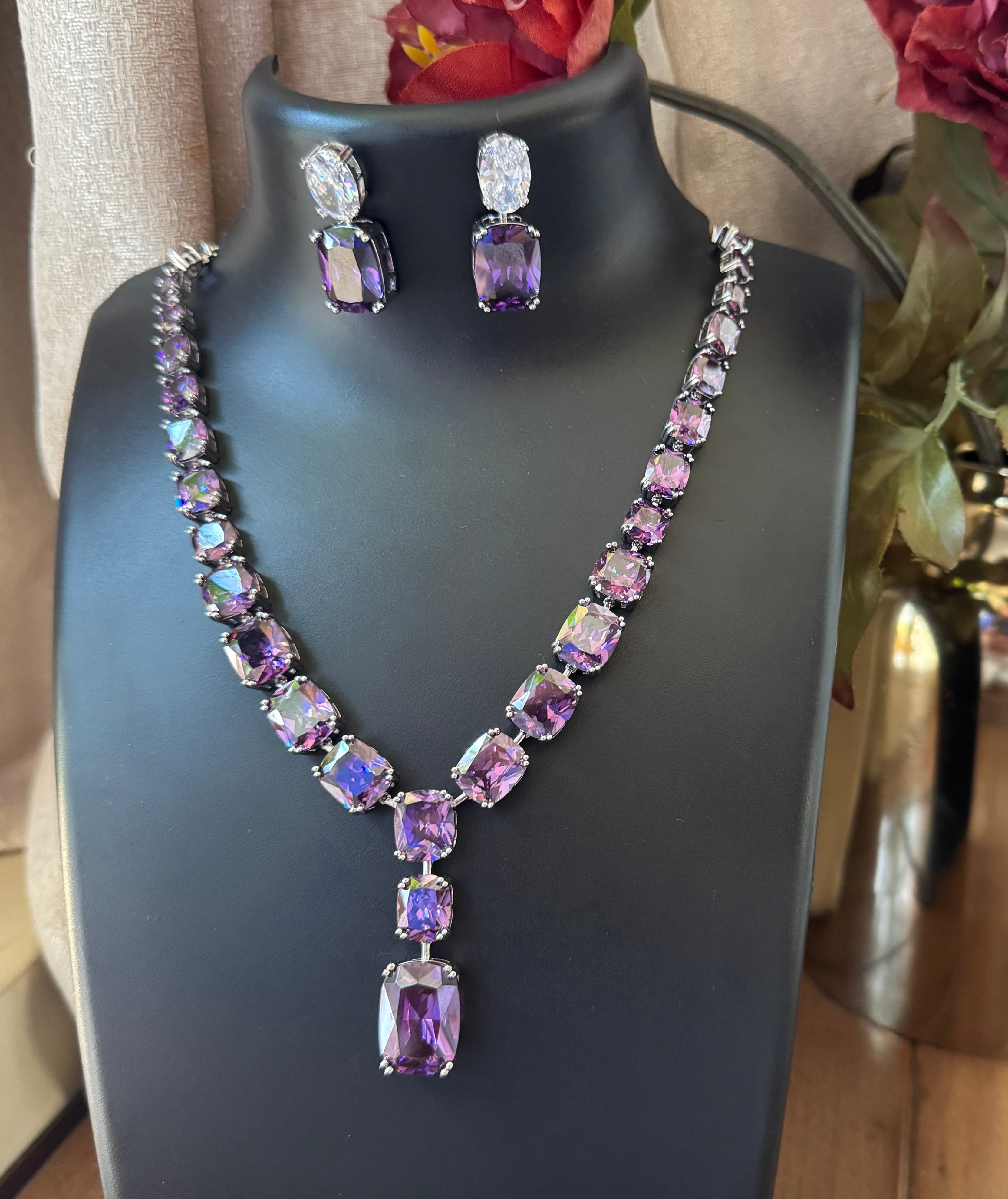 PURPLE INFINITY NECKLACE SET