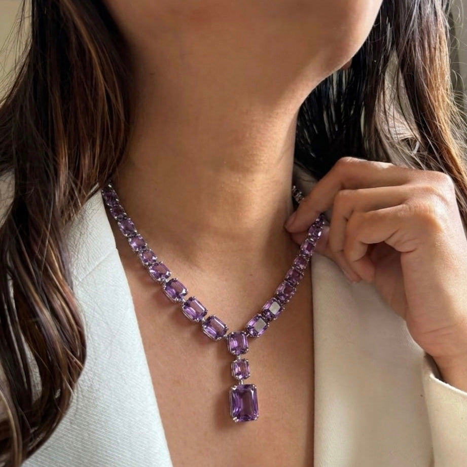 PURPLE INFINITY NECKLACE SET