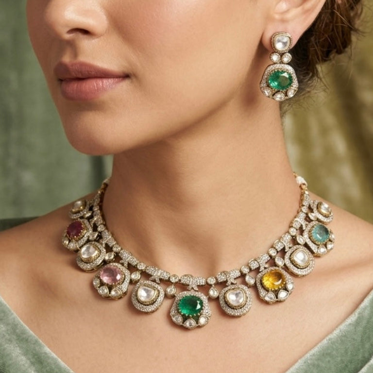 MULTI COLOUR FLEUR NECKLACE SET