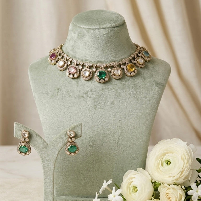 MULTI COLOUR FLEUR NECKLACE SET