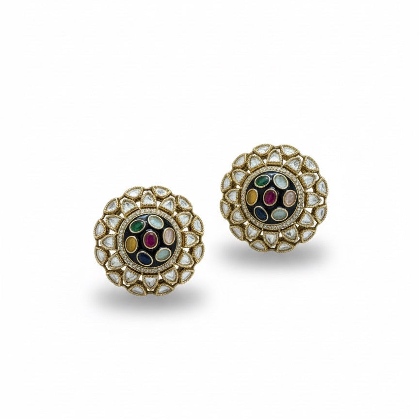 MULTI COLOURED KUNDAN STUDS