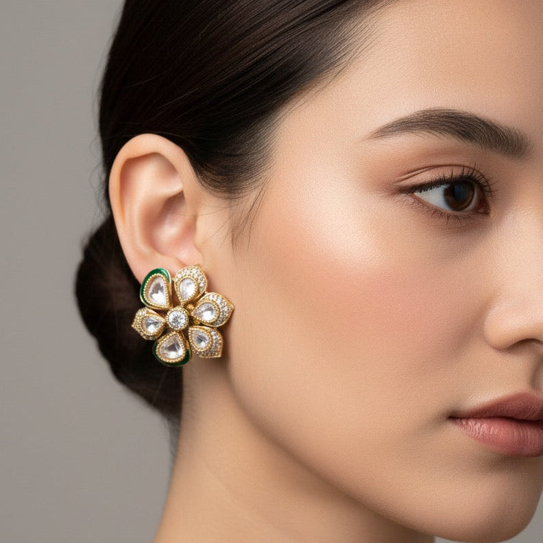 NINA KUNDAN FLORETTE STUDS