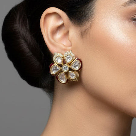 NINA KUNDAN FLORETTE STUDS