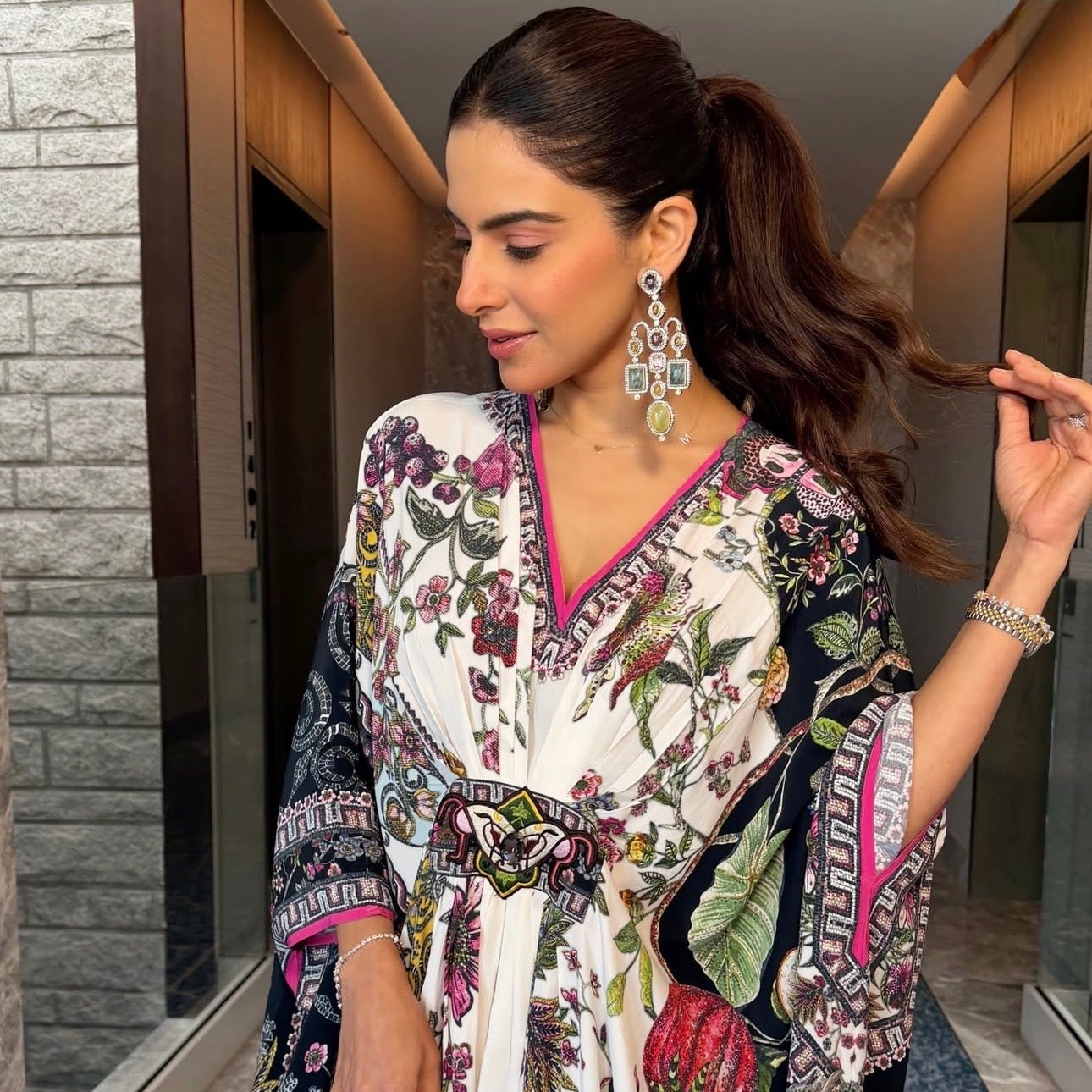 MULTI COLOUR STATEMENT DANGLERS IN GREEN