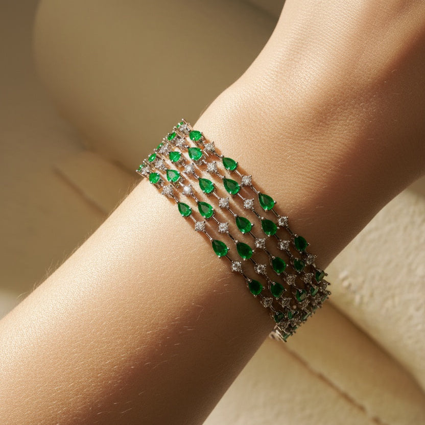 EMERALD PEAR STACK TENNIS BRACELET
