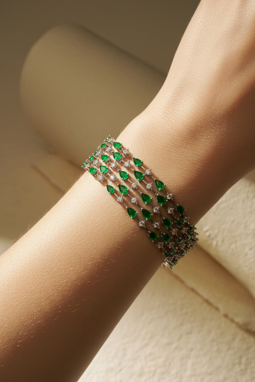 EMERALD PEAR STACK TENNIS BRACELET