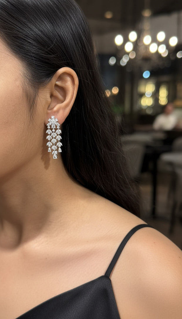 DIAMOND PETAL DROP EARRING