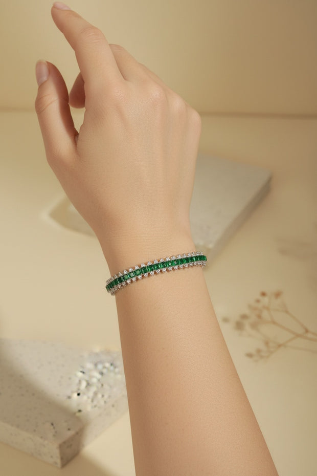 EMERALD PRINCESS CUT TENNIS BRACELET