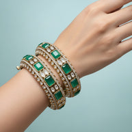 ADIRA EMERALD GREEN KUNDAN BANGLES