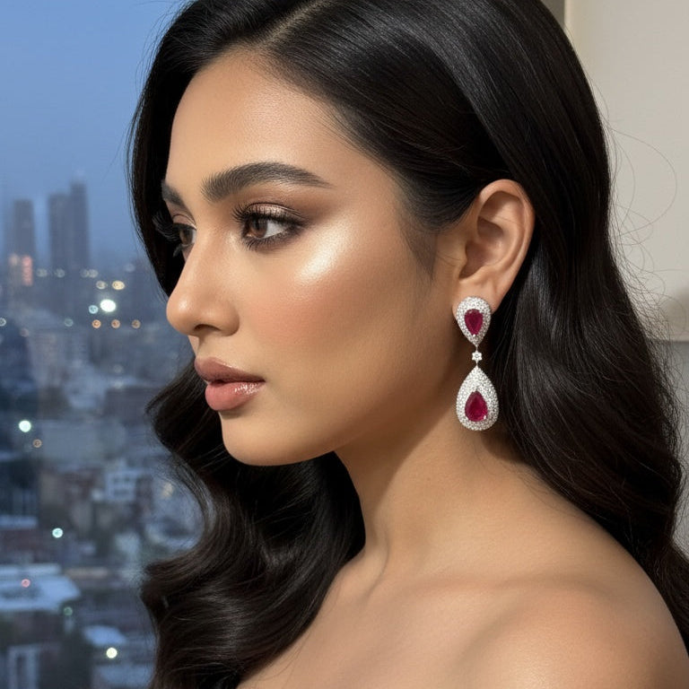 RUBY DROPLET EARRING