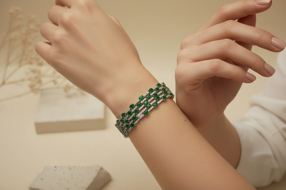 EMERALD 4 LINE TENNIS BRACELET