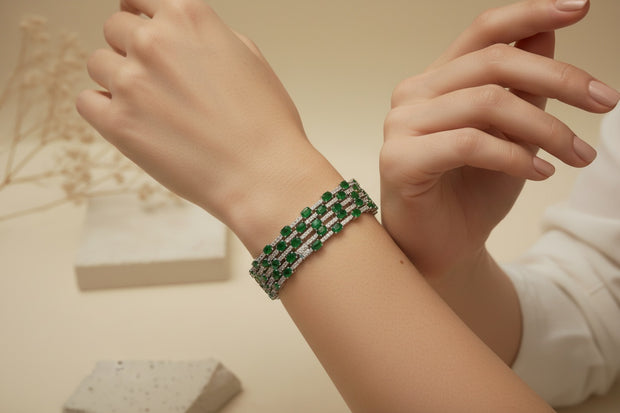 EMERALD 4 LINE TENNIS BRACELET