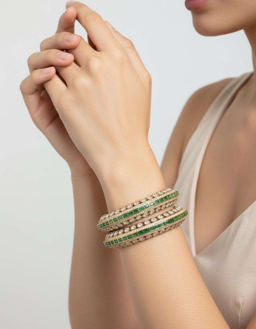 NIRA EMERALD BAGUETTE BANGLES