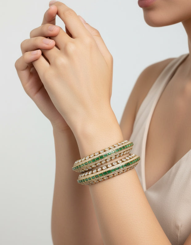 NIRA EMERALD BAGUETTE BANGLES