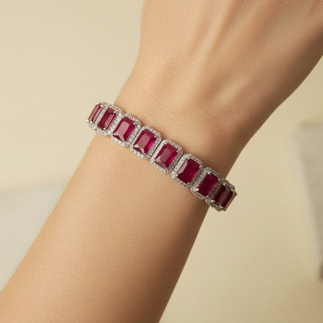 RUBY HALO TENNIS BRACELET