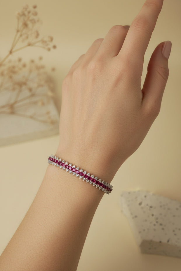 RUBY PRINCESS CUT TENNIS BRACELET