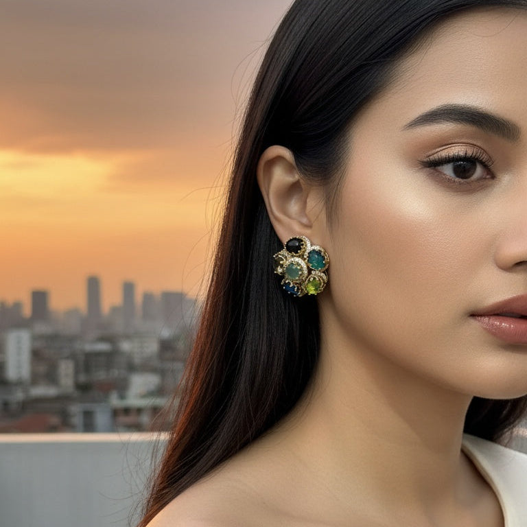 MULTI COLOURED FLORETTE- GREEN