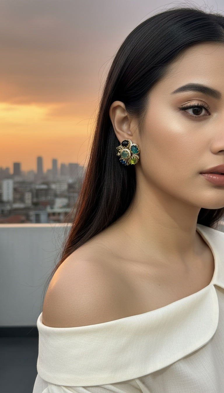 MULTI COLOURED FLORETTE- GREEN