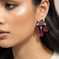 RED CHANDELIER CRYSTAL EARRING