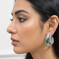 EMERALD 3 STRING DIAMOND HOOPS